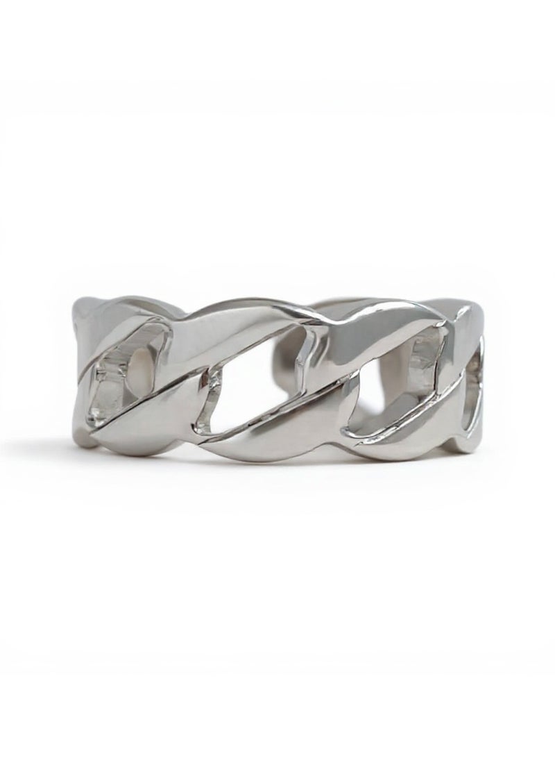 Clé de Lune Adjustable Bulky Chain Ring- Silver  - Image 1