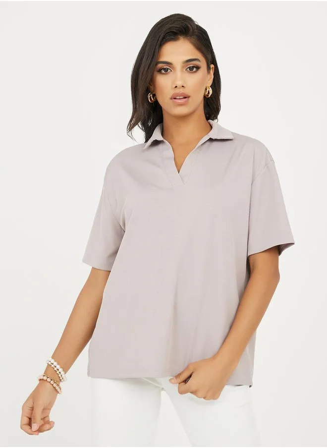 Styli Regular Fit Collared Neck Polo T-Shirt