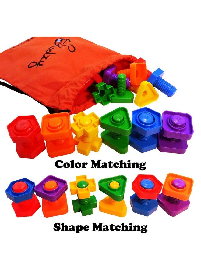 سكولزي صواميل ومسامير بلاستيكية 24 قطعة - صواميل ومسامير للأطفال - ألعاب هندسية للأطفال من سن 1 إلى 3 سنوات - ألعاب براغي للأطفال الصغار مع كتاب إلكتروني متضمن - Image 5