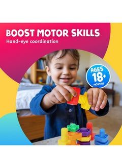 Skoolzy Plastic Nuts And Bolts 24 Piece - Kids Nuts And Bolts - Toddler Engineering Toys For 1-3 - Screw Toys For Toddlers With Ebook Included  - Image 3