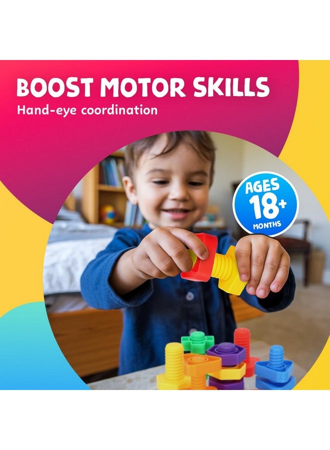 سكولزي صواميل ومسامير بلاستيكية 24 قطعة - صواميل ومسامير للأطفال - ألعاب هندسية للأطفال من سن 1 إلى 3 سنوات - ألعاب براغي للأطفال الصغار مع كتاب إلكتروني متضمن - Image 3