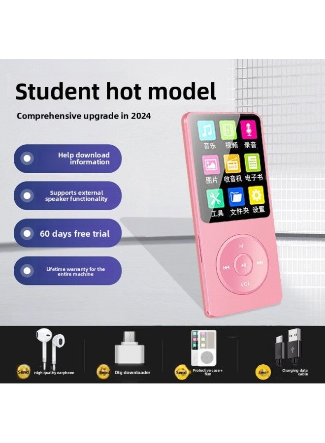 MP3 Player - MP3 Player for Students Learning - Pink, 32gb - Portable Walkman, English Dictionary, Music Player, Exam Listening, E-book Reader, School Study Aid - Image 1