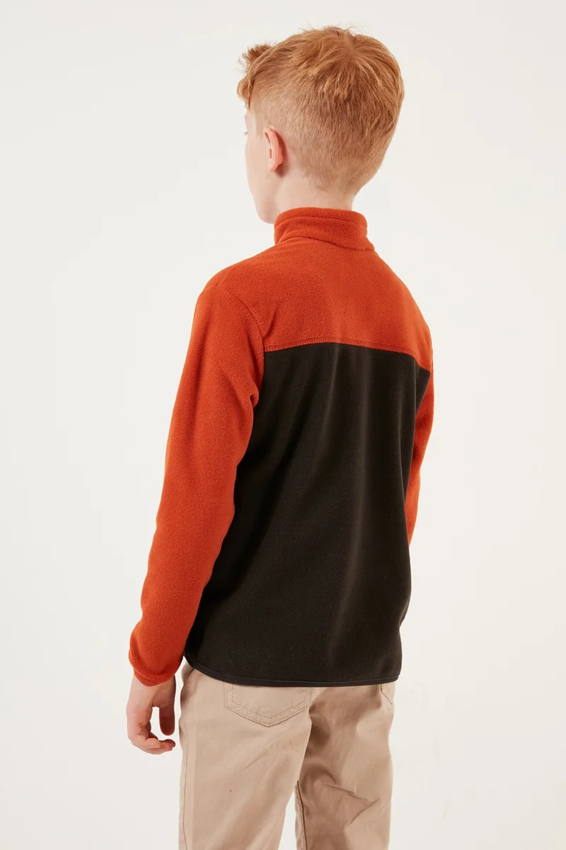 ليلا Soft Textured Half Zipper Color Block Stand Collar Fleece Unisex Children's Fleece 5905004