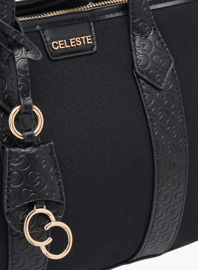 Celeste Women's Monogram Embossed Tote Bag with Adjustable Strap