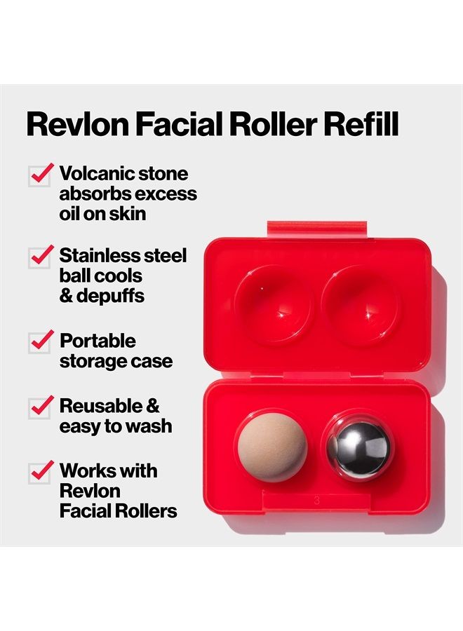 Revlon Oil Absorbing & Cooling Facial Roller Refill Pack with Volcanic & Stainless Steel Stones in Storage Case, Eco-Friendly, Easy to Clean, 1 count - Image 2