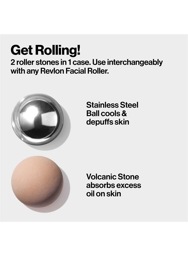 Revlon Oil Absorbing & Cooling Facial Roller Refill Pack with Volcanic & Stainless Steel Stones in Storage Case, Eco-Friendly, Easy to Clean, 1 count - Image 3