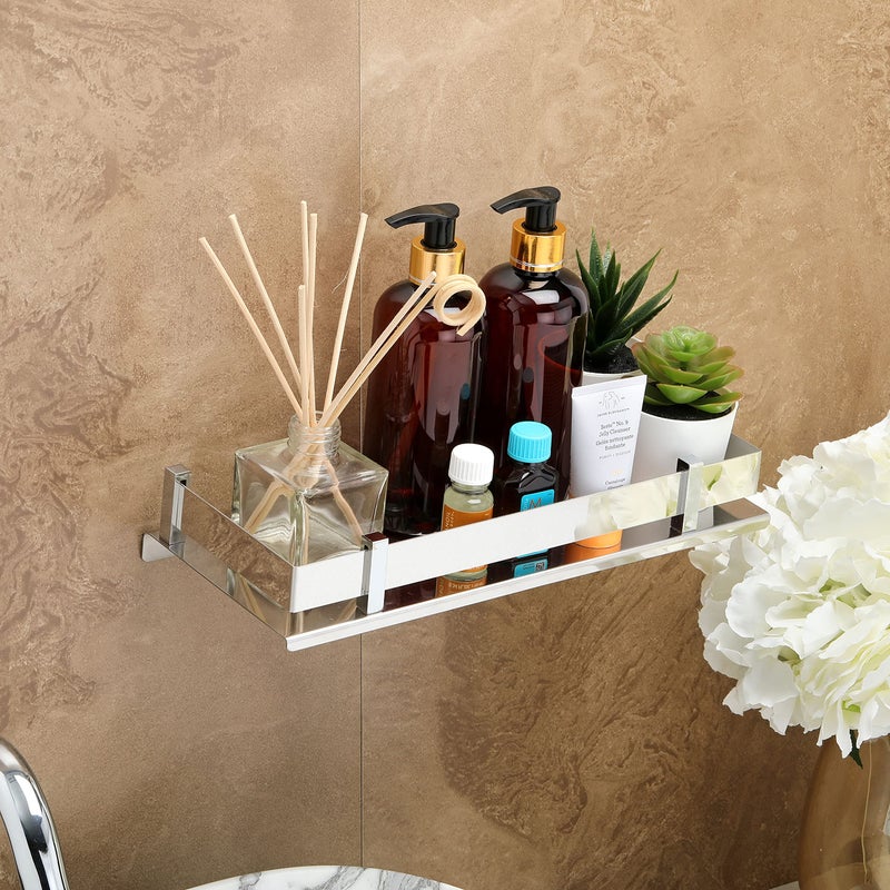 FORTUNE Premium Stainless Steel Wall Mount Shelf Bathroom Multi-Functional Storage Shelf/Kitchen Shelf/Rack & Caddy Basket Bathroom Accessories Chrome Finish - (12 x 5 Inch, (Pack of 2)) - Image 3