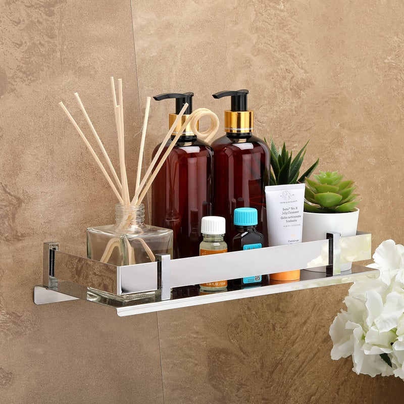FORTUNE Premium Stainless Steel Wall Mount Shelf Bathroom Multi-Functional Storage Shelf/Kitchen Shelf/Rack & Caddy Basket Bathroom Accessories Chrome Finish - (12 x 5 Inch, (Pack of 2)) - Image 2