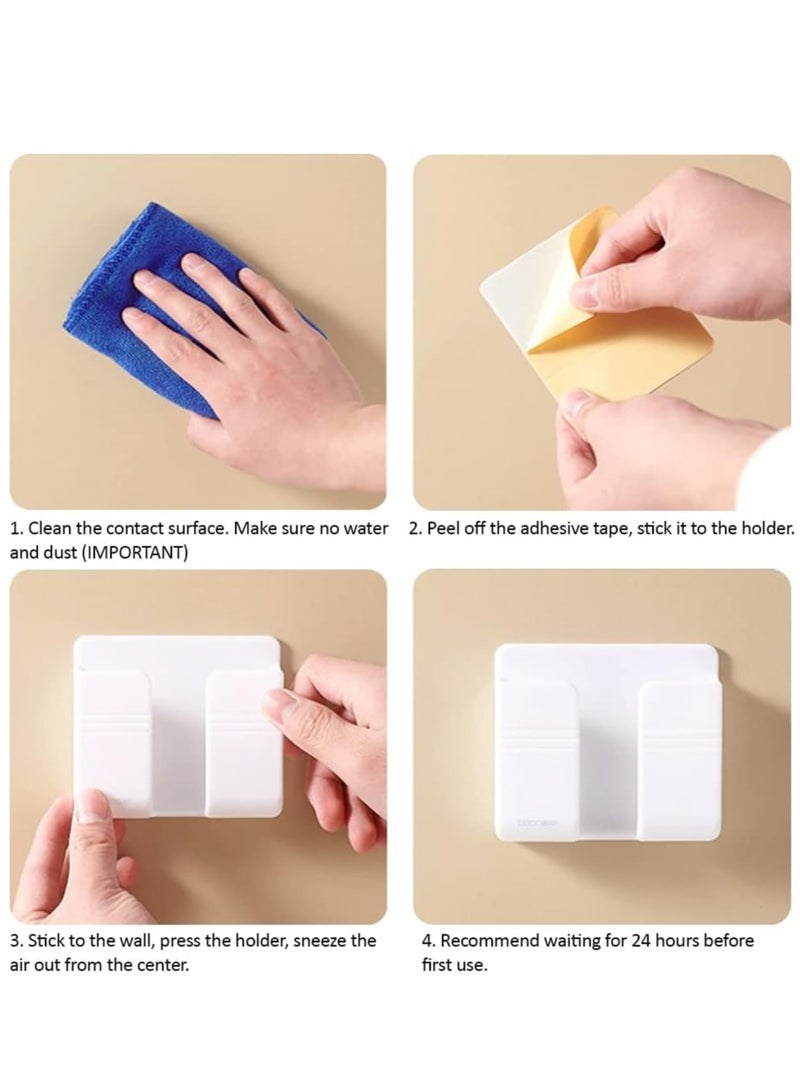 2Pcs Phone Holder Wall Mounted, Phone Stand with Self Adhesive. Phone Holder for Shower/Charging.Compatible with iPhone and Android (2Pcs-White) - Image 4