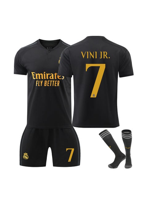2023/24 Real Madrid Two Away Football Jersey VINI JR #7 Football Jersey/Shorts Socks Gift Set Kids Size & Adult Size, Gift for Fan Friends