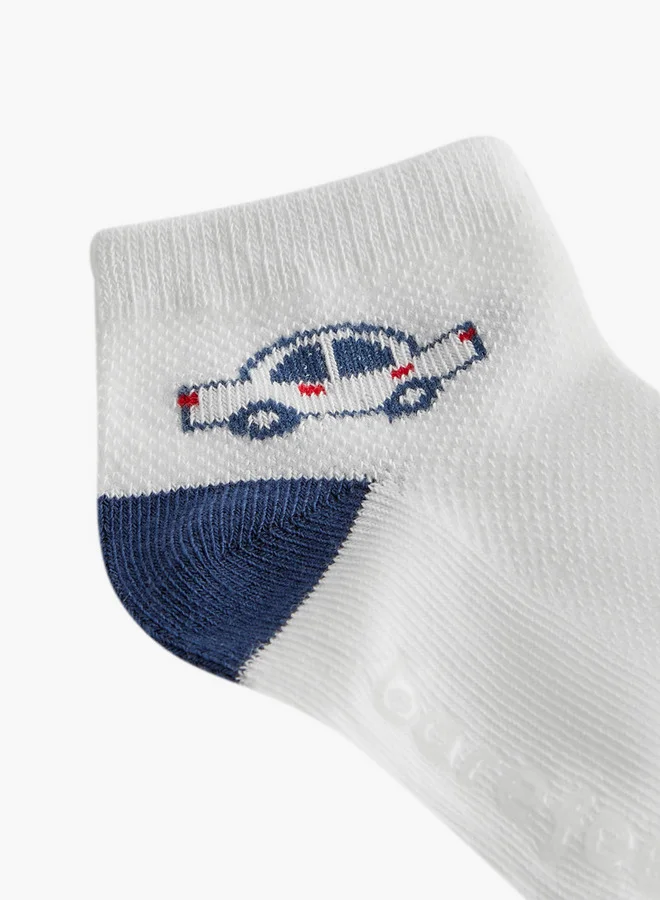 Barefeet Car Print Ankle Length Socks - Set of 5