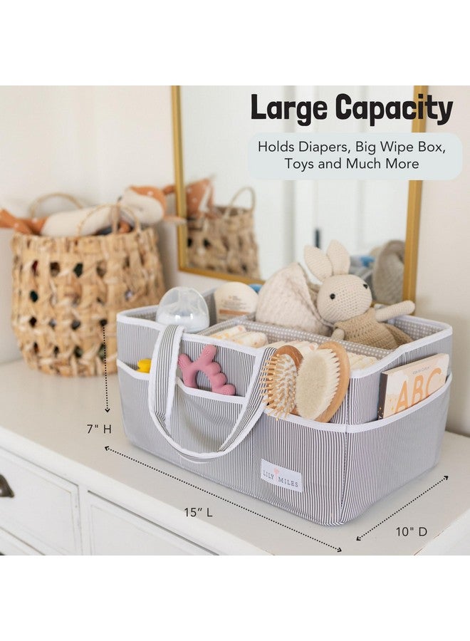 Lily Miles Lily Miles Baby Diaper Caddy Organizer, Baby Shower Basket for Newborn Boys or Girls, Nursery Must Haves for New Mom, Registry Favorites, Large Storage Tote for Changing Table or Car, Gray - Image 4