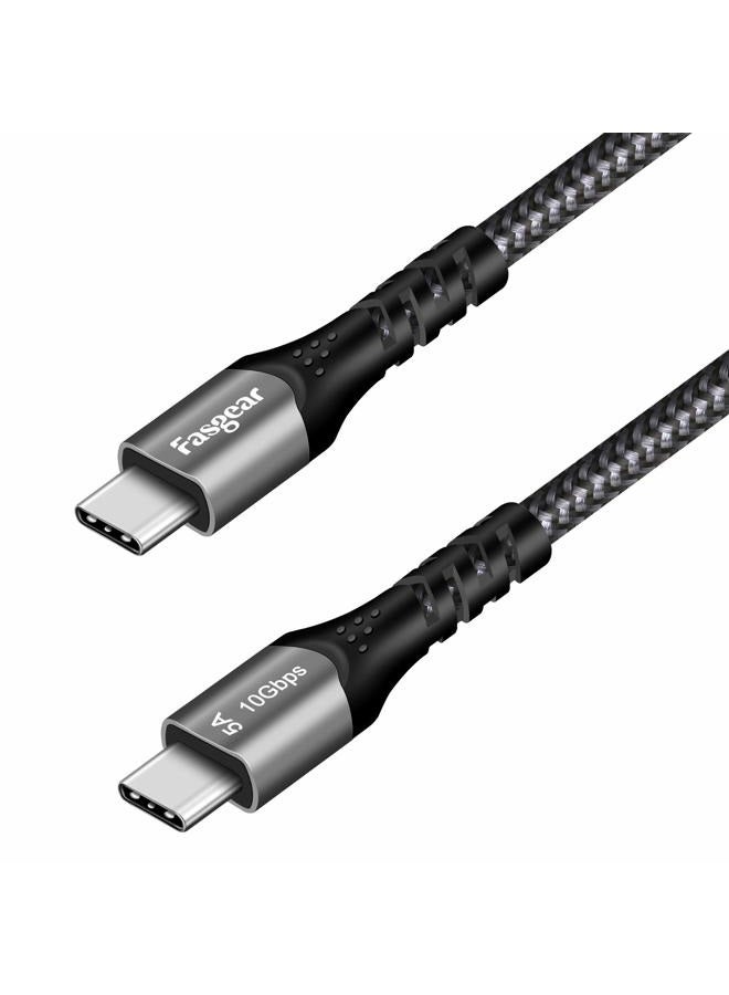 Fasgear USB C to Type C Cable, 1 Pack USB 3.1 Type C Gen 2 Fast Charge Cable, 100W 20V/5A Power Delivery, 10Gbps Data Transfer, 4K@60Hz Video Output, Compatible for Type-C Device (1.6ft, Black) - Image 1