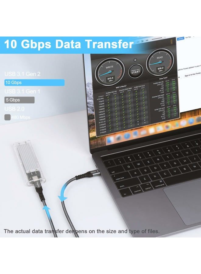 Fasgear USB C to Type C Cable, 1 Pack USB 3.1 Type C Gen 2 Fast Charge Cable, 100W 20V/5A Power Delivery, 10Gbps Data Transfer, 4K@60Hz Video Output, Compatible for Type-C Device (1.6ft, Black) - Image 2