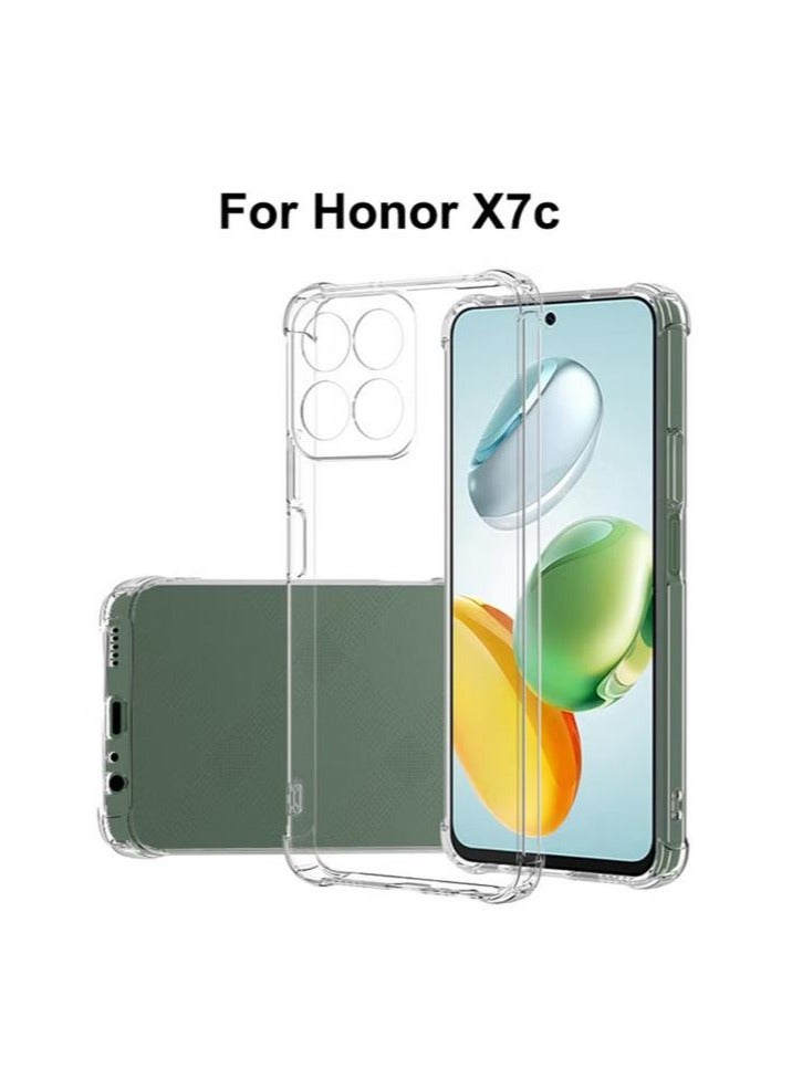 2 in 1 Honor X7c 4G Phone Case Cover  Screen Protector - Shockproof Clear Slim TPU Protective Phone Cover  Full Coverage Delicate Touch Tempered Glass Screen Protector for Honor X7c 4G Clear - Image 2