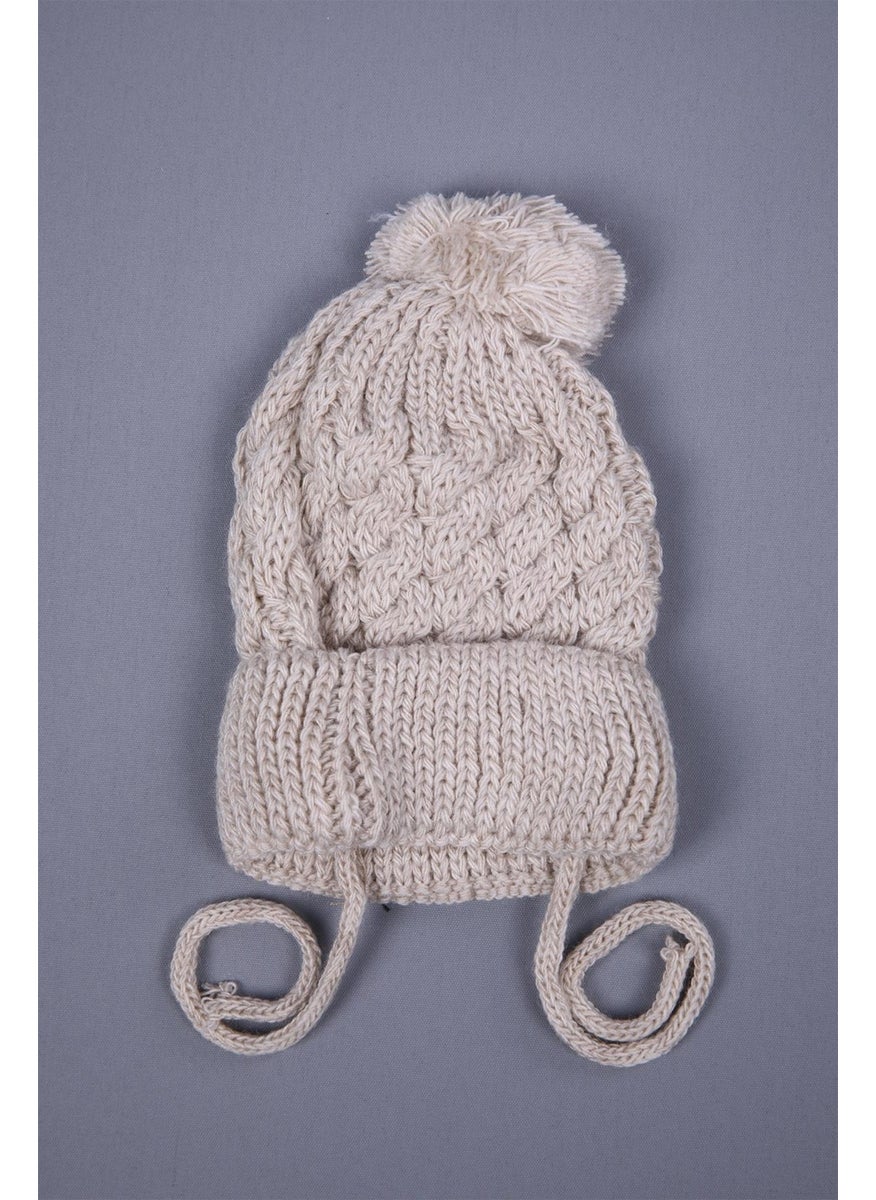 Baby Hola Babyhola Knitwear with Pompom and Tie-up Baby Girl and Boy Newborn 0-3 Months Beanie 0946-1  - Image 1