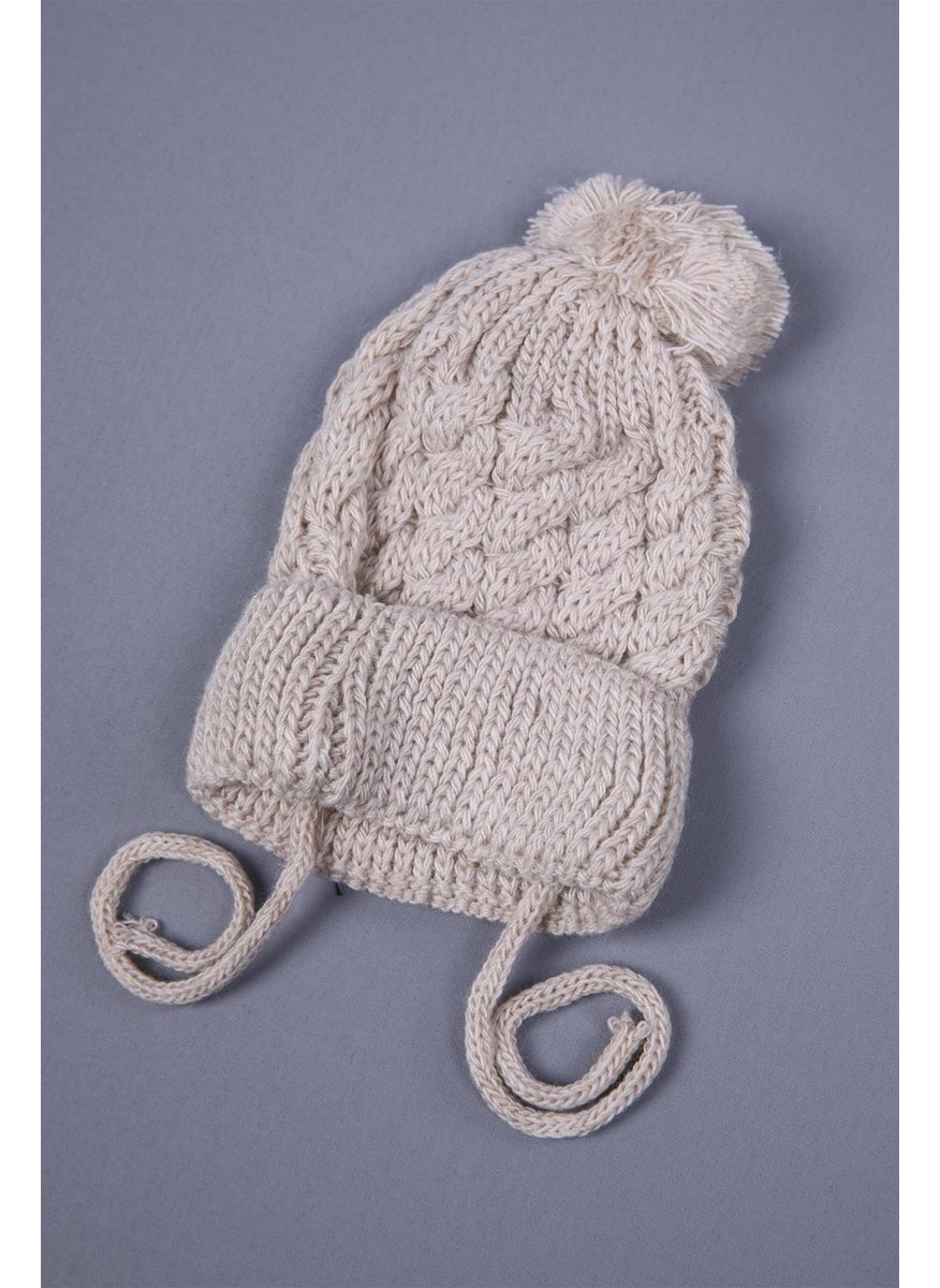 Baby Hola Babyhola Knitwear with Pompom and Tie-up Baby Girl and Boy Newborn 0-3 Months Beanie 0946-1  - Image 2
