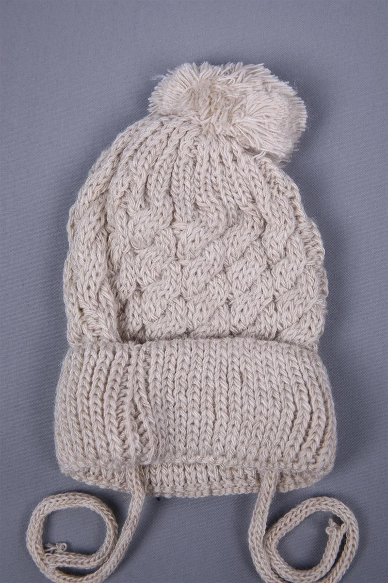 Baby Hola Babyhola Knitwear with Pompom and Tie-up Baby Girl and Boy Newborn 0-3 Months Beanie 0946-1
