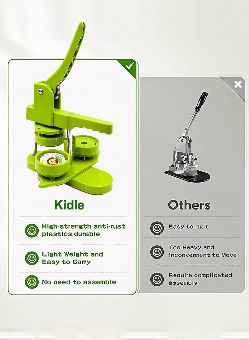 كيدل آلة صنع الأزرار بدون تثبيت، ماكينة صنع دبابيس DIY، مجموعة مكبس بقبضة مريحة بشكل قوسي - آلة الأزرار + 37 قالب + 37 مادة استهلاكية + 37 قاطع دائري سهل + ورق صورة بحجم A4 + لوح A4 - Image 3