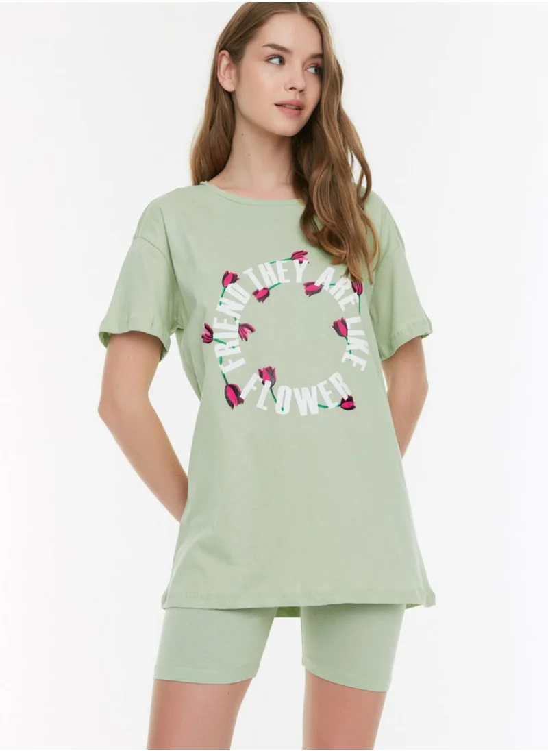 trendyol Printed T-Shirt & Shorts Set