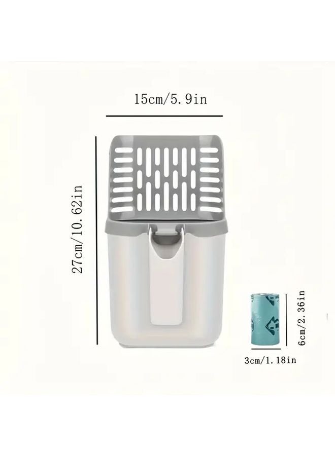 Cat Litter Scoop With 4 Rolls Of Trash Bags Integrated Dispenser Sturdy PP Material - Image 2