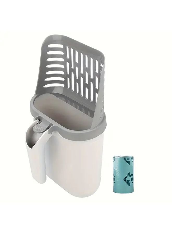 Cat Litter Scoop With 4 Rolls Of Trash Bags Integrated Dispenser Sturdy PP Material - Image 4