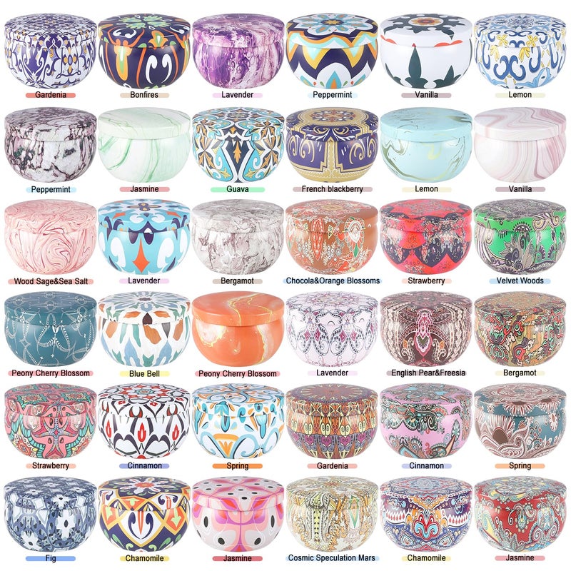 YOROXRG 36 Pack Multicolored Scented Candles Gifts Soy Wax Travel Tin Jar Candles for Home 2.5 OZ for Mom,Christmas, Home Scented Decoration Birthday, Thanksgiving, Mother's Day(Color: Brown) - Image 3