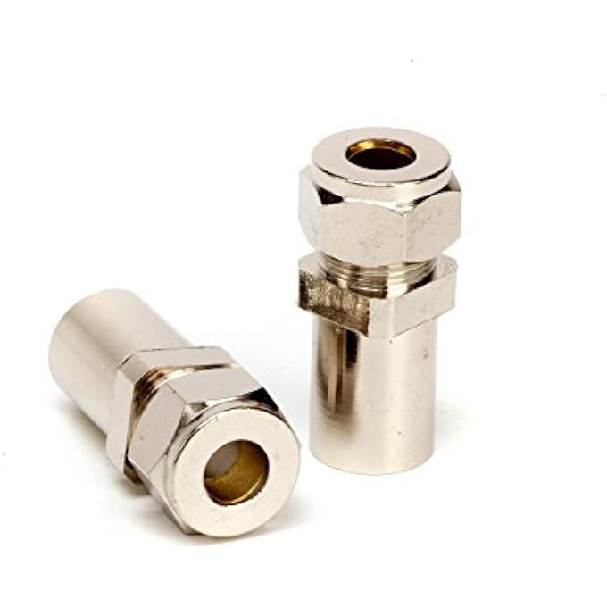 RADIATOR VALVE PIPE REDUCER (PAIR) 15MM TO 8MM FOR RADIATOR & TOWEL RAIL VALVES CHROME 1/2" COMPRESSION JOINT