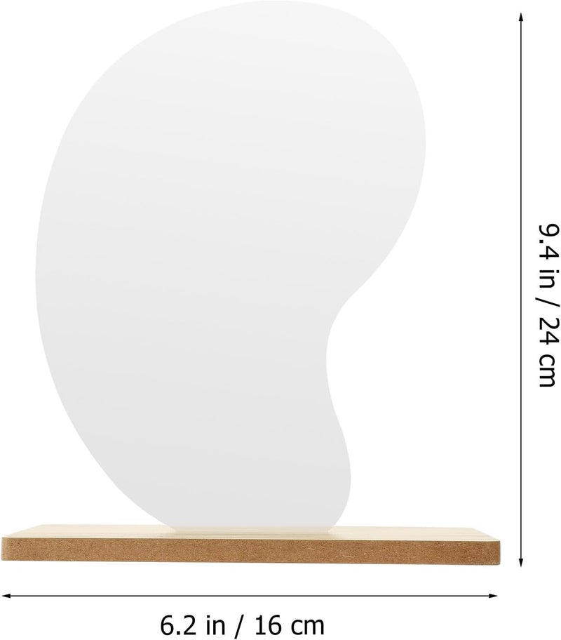 Irregular Acrylic Mirror with Wooden Stand Portable Desktop Cosmetic Mirror for Home and Dorm Use for Students and Living Room - Image 2