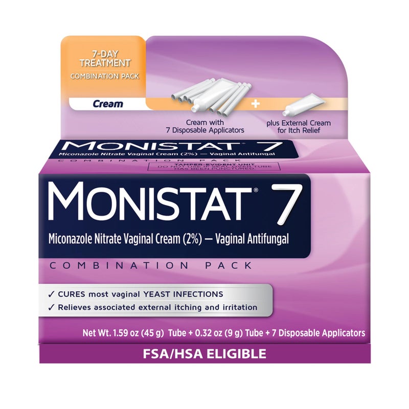 Monistat علاج عدوى الخميرة لمدة 7 أيام للنساء من مونيستات، كريم ميكونازول (45 جرام أنبوب) مع 7 أدوات تطبيق قابلة للتخلص منها وكريم تخفيف الحكة الخارجي (9 جرام أنبوب) حزمة مدمجة - Image 1