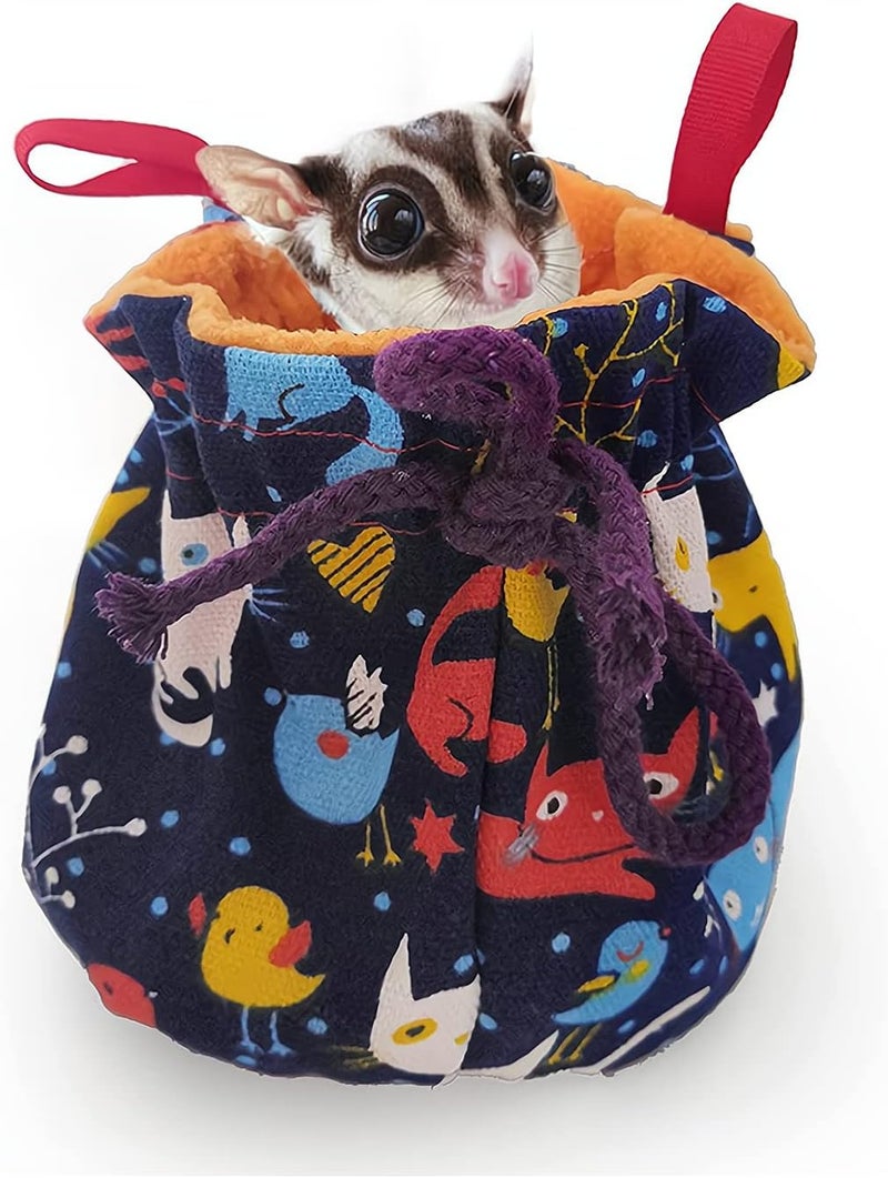 Pet Hanging Sleeping Pouch for Sugar Glider, Hanging Bed House with Drawstring Design, Small Animals Hammock Cage Accessories, Cage Warm Sleep Bag for Squirrel Hamster Guinea Pig Birds Parrot, 1 Pcs - Image 1