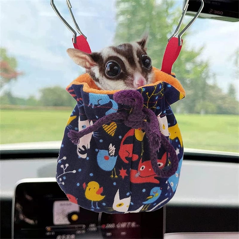 Pet Hanging Sleeping Pouch for Sugar Glider, Hanging Bed House with Drawstring Design, Small Animals Hammock Cage Accessories, Cage Warm Sleep Bag for Squirrel Hamster Guinea Pig Birds Parrot, 1 Pcs - Image 3