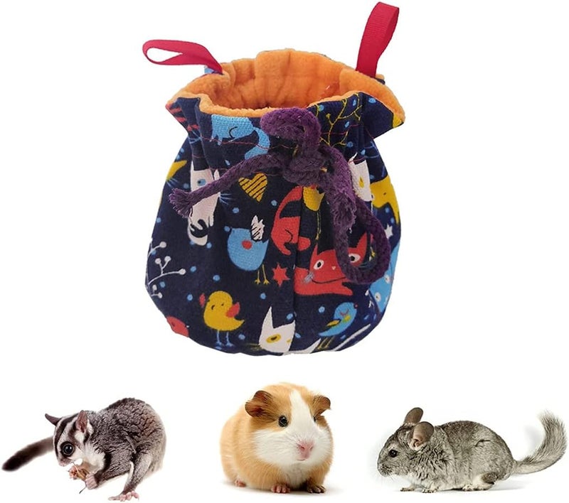 Pet Hanging Sleeping Pouch for Sugar Glider, Hanging Bed House with Drawstring Design, Small Animals Hammock Cage Accessories, Cage Warm Sleep Bag for Squirrel Hamster Guinea Pig Birds Parrot, 1 Pcs - Image 5