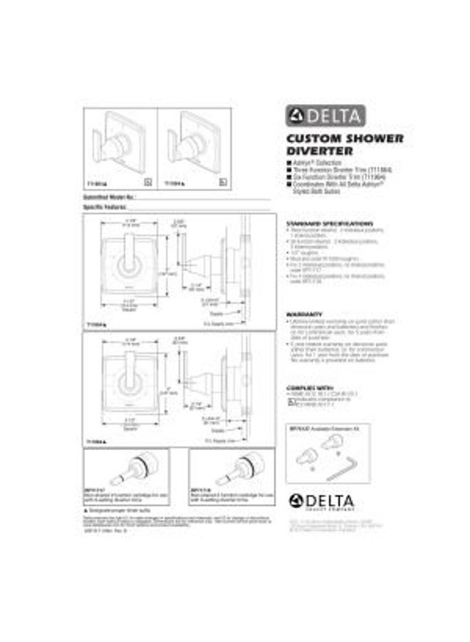 Delta Faucet Ashlyn 6-Setting 3-Port Diverter Trim Kit, Venetian Bronze T11964-RB (Valve Not Included) - Image 2