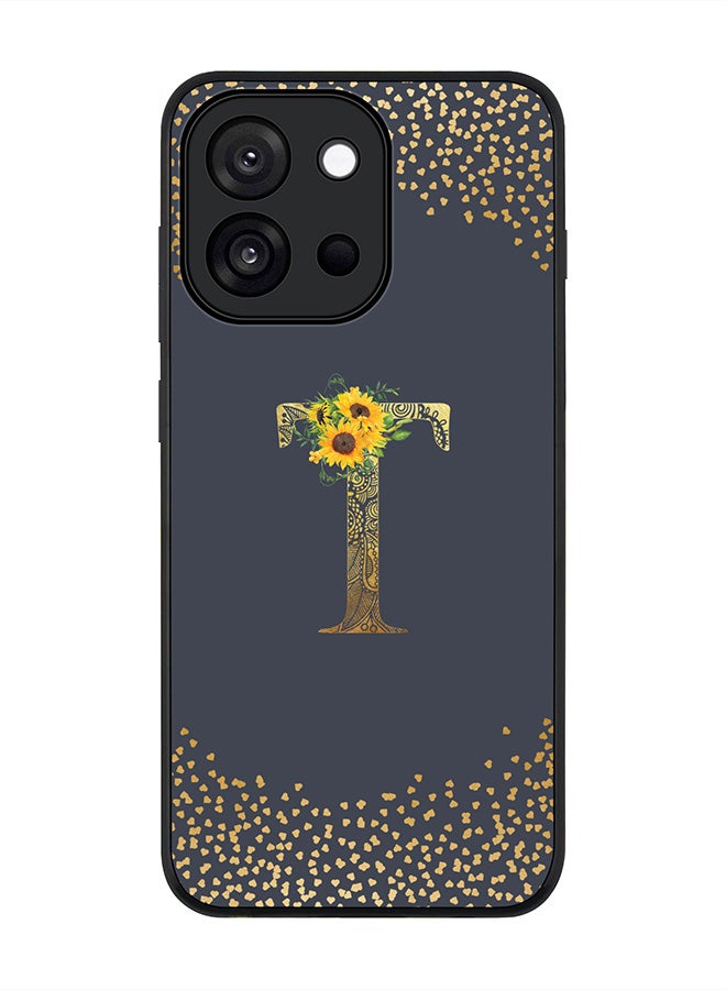 Stylizedd For OnePlus 13s / 13T Case,Slim fit Camera Protection, Shockproof Thin Phone cover  - Custom Floral Monogram - T  (Grey )
