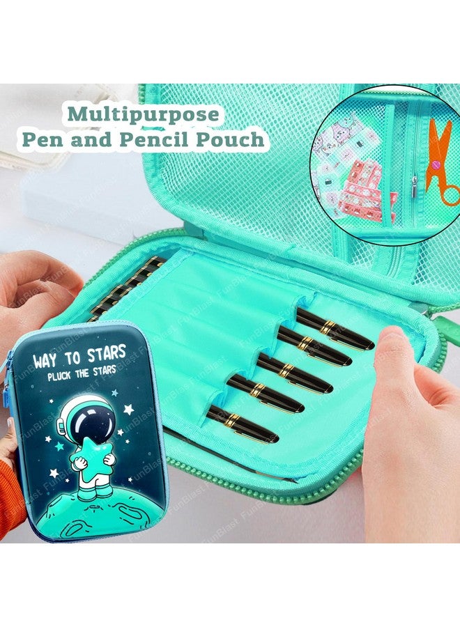 فنبلاست حافظة أقلام فن بلاست سبيس للأطفال، جراب أقلام يحتوي على 10 ألوان في قلم واحد، حافظة أقلام للأولاد، هدايا إرجاع بطابع الفضاء للأطفال، صندوق أقلام للأطفال بطابع الفضاء ورائد الفضاء (أخضر، أسيتات فينيل إيثيلين (EVA)) - Image 5