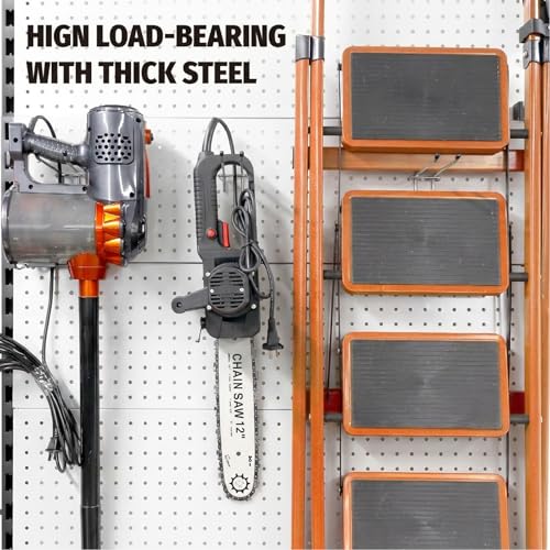 HUHOLE 10 Pack 4 Inch Double Arm Pegboard Hooks for 1/4" Peg Board – Heavy Duty Metal Utility Holders (40lb Capacity) – Garage Storage Organizer for Drills, Hammers, Mallets & Power Tools (Silver) - Image 5