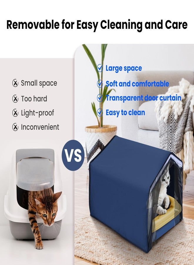 CTTZCKJ Cat Litter Box Cover Enclosed Cat Potty Cat Litter Box Cover, Removable Litter Box Cover Open Curtain for Easy Access to The Top Closed Cover - Image 4
