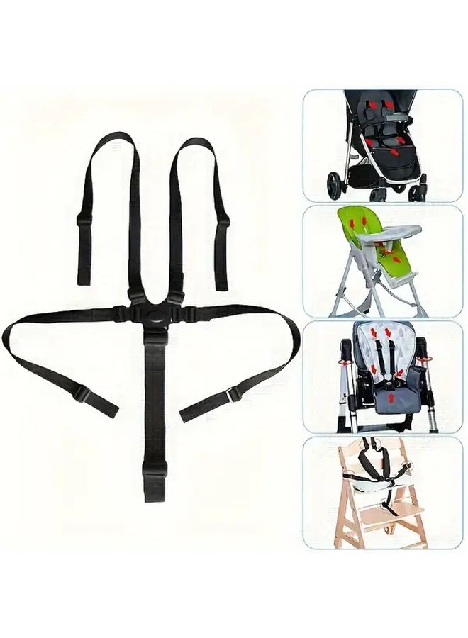 Style 1 Black PVC 5 Point High Chair Safety Belt Durable Easy Install Secure Fit For Stability And Comfort - Image 2