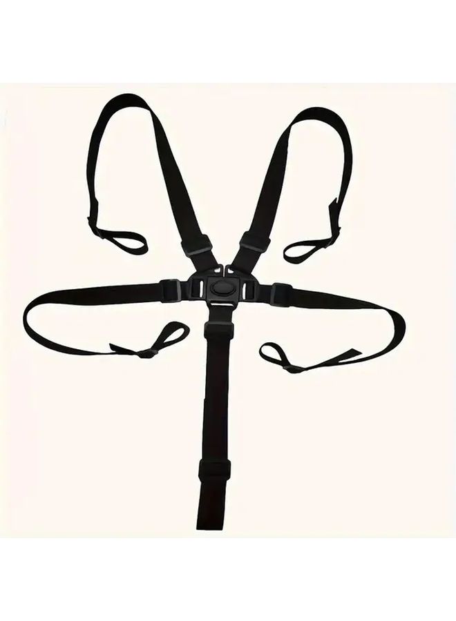 Style 1 Black PVC 5 Point High Chair Safety Belt Durable Easy Install Secure Fit For Stability And Comfort - Image 1