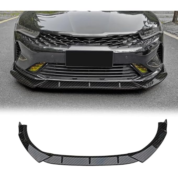 Gear Up Front Bumper Lip Splitter Compatible With 2024 2023 2022 2021 Kia K5 & 2025 Kia K5 GT/GT Line 3PC Front Splitter Protection Bumper Lower Lip (Gloss Carbon Fiber) - Image 1