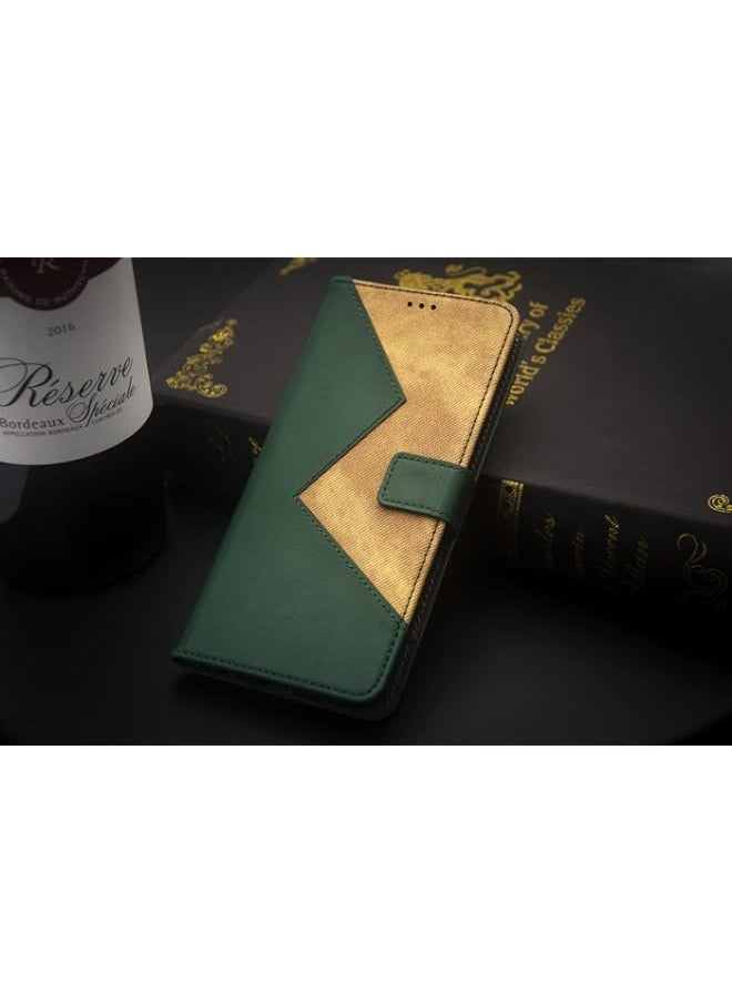 BGM - Wallet case Stand Cover for Vivo Y33S -Magnetic Closure, Hand-made Hit Color Leather Case for Vivo Y33S（with Lanyard）-Green - Image 1