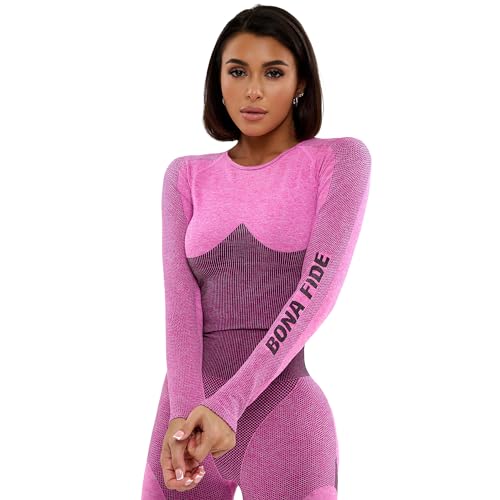 Bona Fide Workout Tops for Women ShortLong Sleeve Compression Shirt Breathable Tight Crop Top for Gym Running Yoga - Image 1