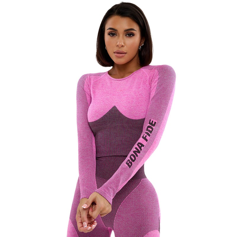 Bona Fide Workout Tops for Women ShortLong Sleeve Compression Shirt Breathable Tight Crop Top for Gym Running Yoga - Image 2