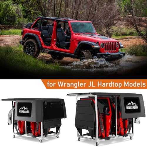 Hooke Road Hardtop Storage Sliding Cart Door Holder Rack for 1997-2024 Jeep Wrangler TJ JK JL Gladiator JT & 2021-2024 Ford Bronco, 2/4 Doors Hardtop Only - Image 2