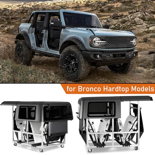 Hooke Road Hardtop Storage Sliding Cart Door Holder Rack for 1997-2024 Jeep Wrangler TJ JK JL Gladiator JT & 2021-2024 Ford Bronco, 2/4 Doors Hardtop Only - Image 3