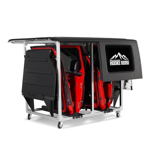 Hooke Road Hardtop Storage Sliding Cart Door Holder Rack for 1997-2024 Jeep Wrangler TJ JK JL Gladiator JT & 2021-2024 Ford Bronco, 2/4 Doors Hardtop Only - Image 5