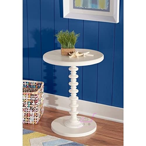Dream Arts Shoppee Round Wooden Side Table for Living Room with Pedestal End Table (White) - Image 3