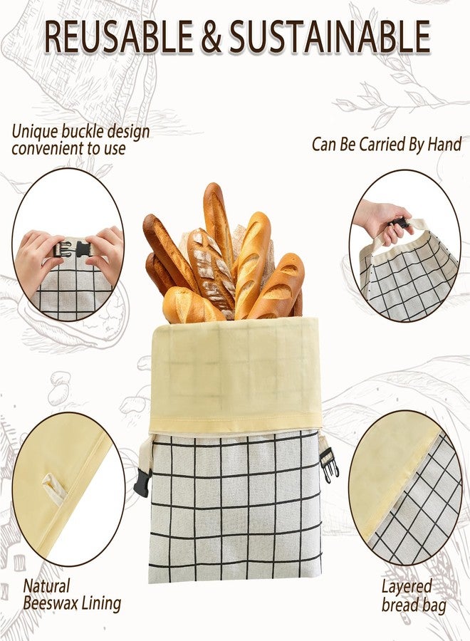 LURKA Beeswax Bread Bags, Reusable Cotton Linen Storage Bags for Sourdough, Extra Large, 2 Pack (White Plaid) - Image 5