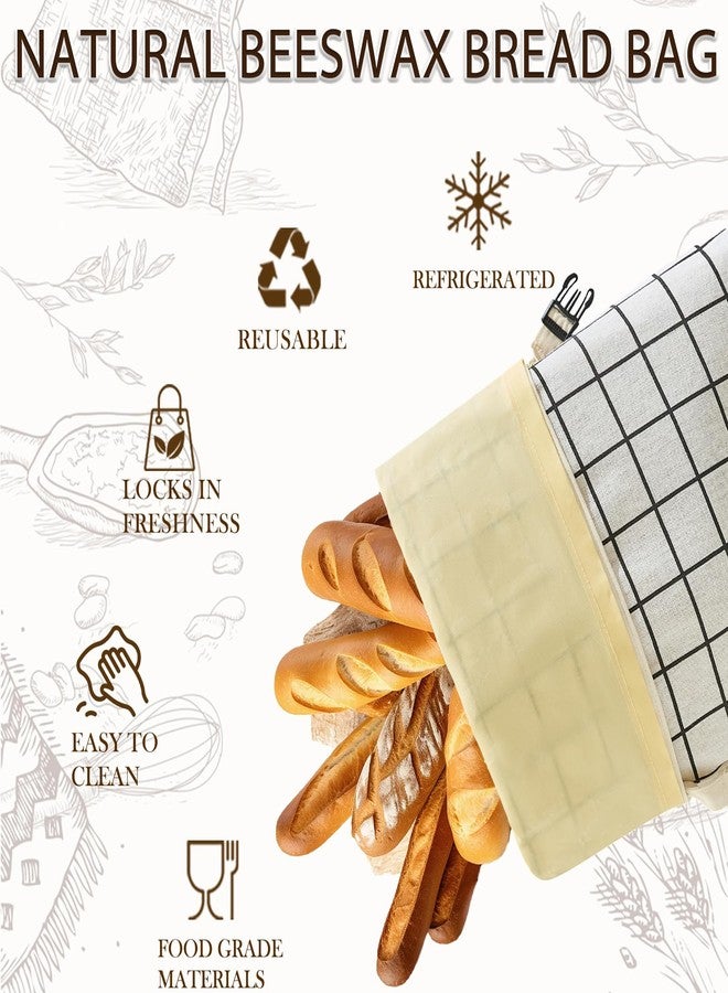 LURKA Beeswax Bread Bags, Reusable Cotton Linen Storage Bags for Sourdough, Extra Large, 2 Pack (White Plaid) - Image 4